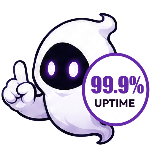 99.9% uptime ghost mascot